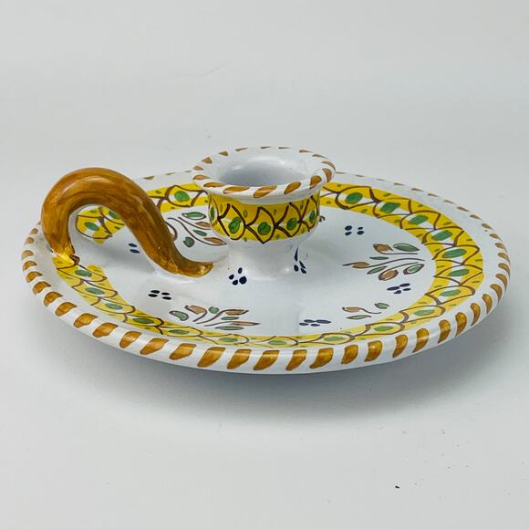 Mexican Talavera Art Pottery Chamber Candle Stick Holder Folk Art Painted - Picture 4 of 5